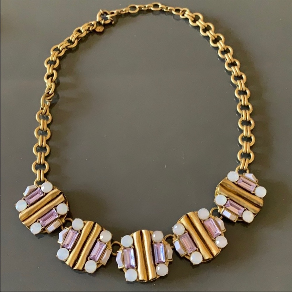 J. Crew Gold and Purple Statement Necklace